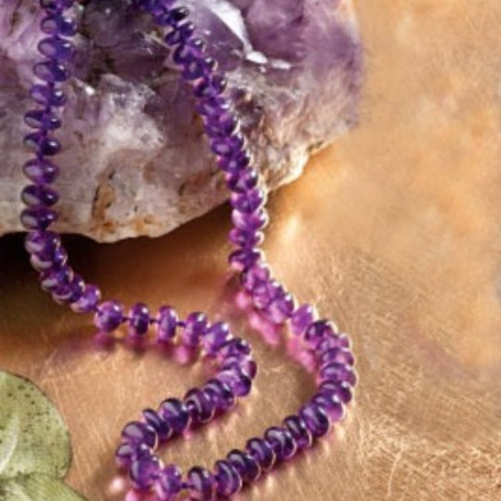 Single Strand Button Bead Amethyst Necklace